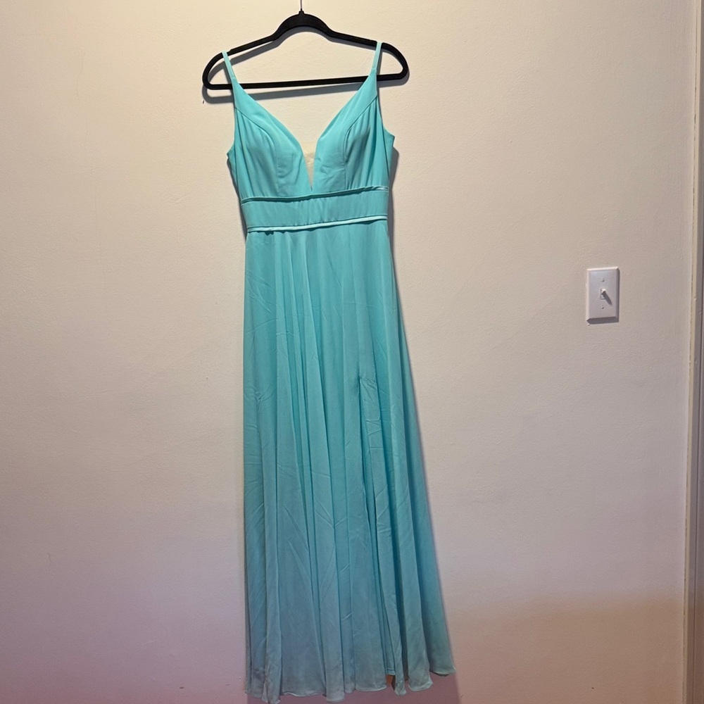 David's Bridal Light Blue Maxi Dress